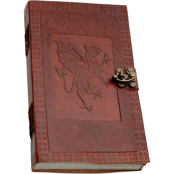 Handmade Leather Journal DOUBLE DRAGON Notebook Writing Lock Bound Diary Book